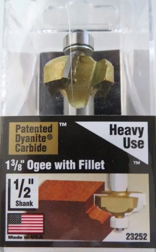 Vermont American Ogee Router Bit – 1/2″ Shank, 1-3/8″ Cutting Length, Carbide-Tipped