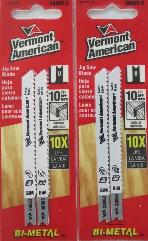 Vermont American U-Shank Jig Saw Blades – 10 TPI, Swiss-Made, 2-Pack