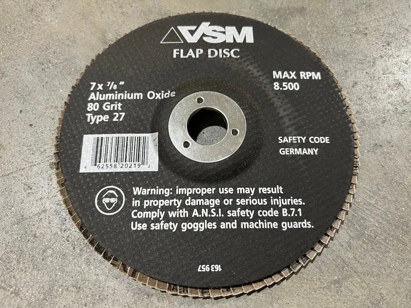 VSM Flap Disc Type 27 — 7″ × 7/8″, Aluminum Oxide, 80 Grit for Grinding & Blending