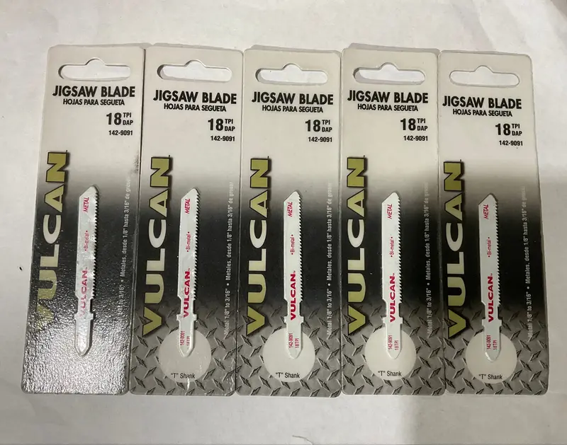 Vulcan 142-9091 2-3/4-Inch T-Shank Jigsaw Blades – 18 TPI Bi-Metal, 5-Pack