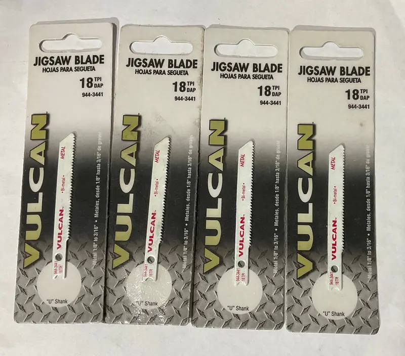 Vulcan 944-3441 2-3/4-Inch U-Shank Jigsaw Blades – 18 TPI Bi-Metal, 4-Pack