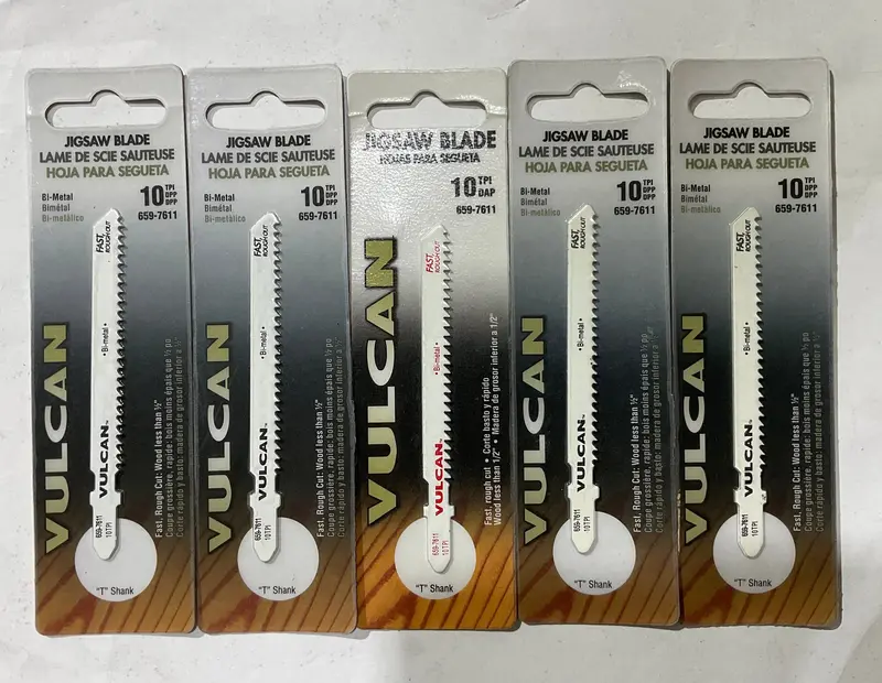 Vulcan Bi-Metal T-Shank Jigsaw Blades – 3.5″, 10 TPI, 5-Pack