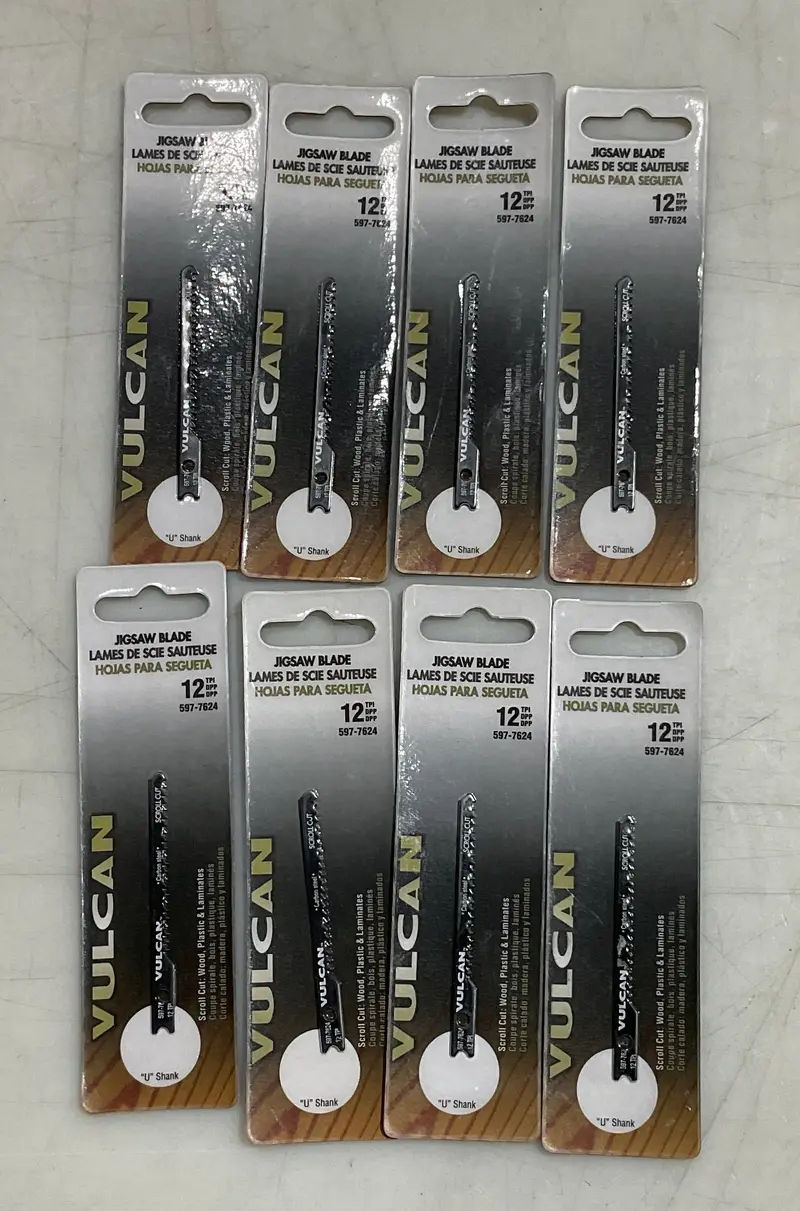 Vulcan Scroll-Cut Jigsaw Blades – 2-3/4″, 12 TPI U-Shank for Intricate Woodwork (8-Pack)