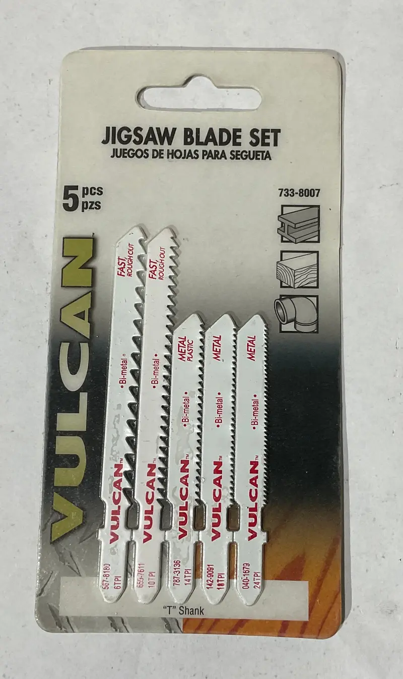 Vulcan T-Shank Bi-Metal Jigsaw Blade Kit – 5-Piece Variety Pack