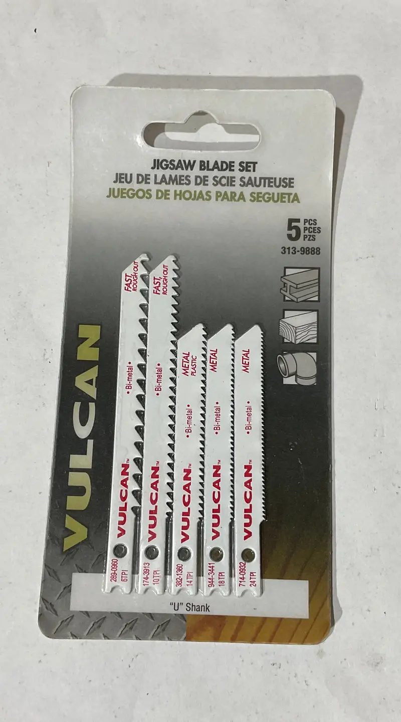 Vulcan U-Shank Bi-Metal Jigsaw Blade Assortment – 5-Piece Set