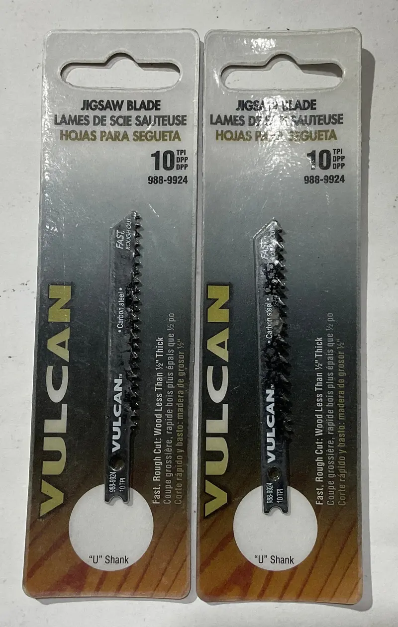 Vulcan U-Shank Carbon Steel Jigsaw Blade – 3″, 10 TPI, 2-Pack