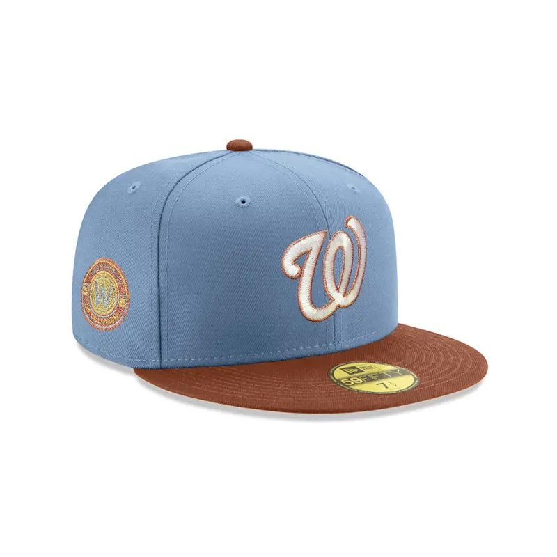 Washington Nationals Fitted Cap – Blue & Brown Two-Tone Featuring ‘The D.C.’ Side Patch