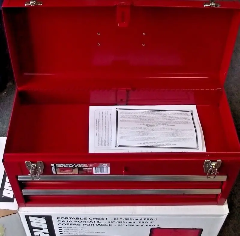 Waterloo PCH2020 Red Metal Tool Box — 20.5-Inch L × 8.5-Inch W × 9.5-Inch H, Dual-Drawer Design