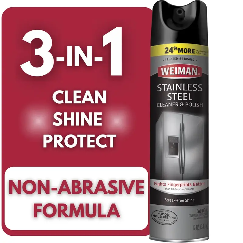Weiman Stainless Steel Cleaner and Polish Spray – 17 oz for Appliances, Sinks, and Fixtures