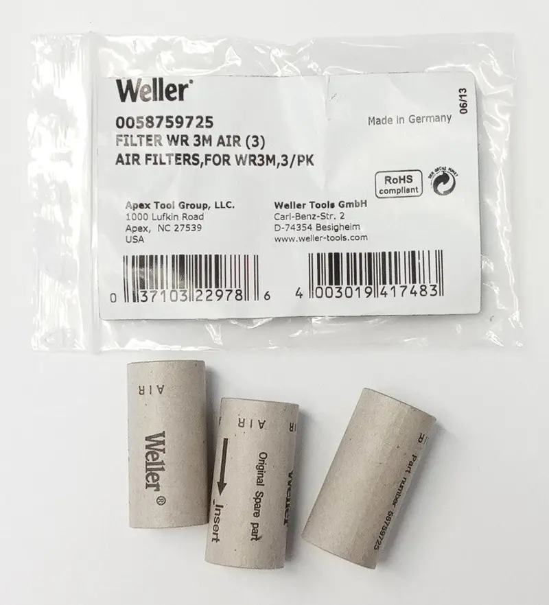 Weller WR3M & WR3000M Replacement Air Filters – 3-Pack (Part #0058759725)