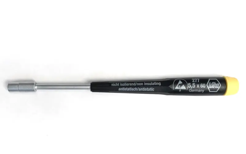 Wiha 27755 5.5mm ESD-Safe Precision Nut Driver – 60mm Length, Certified Anti-Static