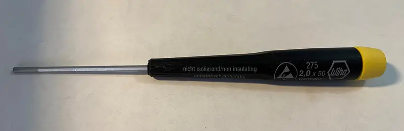 Wiha Precision Hex Screwdriver – 2.0 mm × 60 mm, ESD-Safe, German-Made