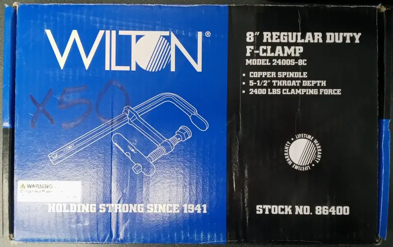 Wilton 8-Inch Regular-Duty F-Clamp – Copper Spindle Construction (Model 86400, 2400S-8C)