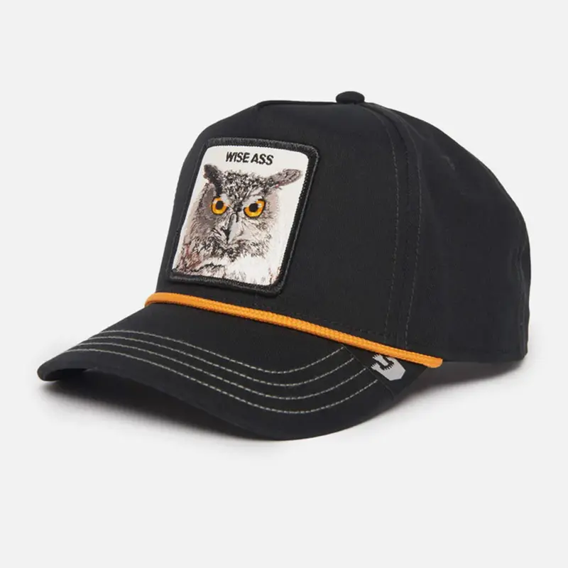 Wise Owl Black Snapback Hat with Animal Farm Wisdom Motif
