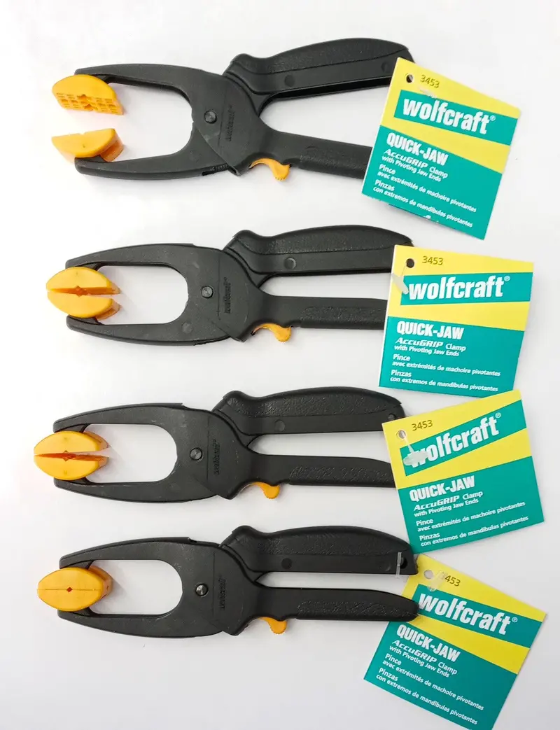 Wolfcraft AccuGrip Mini Quick-Jaw Clamps with Swiveling Jaws – 4-Piece Set