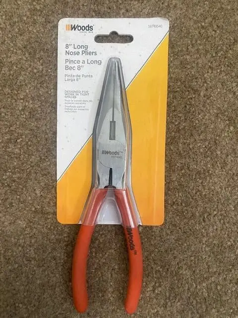 Woods 8-Inch Heavy-Duty Long-Nose Pliers with Carbon Steel Build