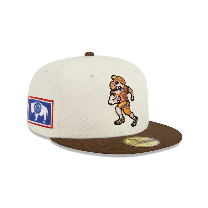 Wyoming Cowboys Chrome & Brown State Flag NCAA 59Fifty Fitted Cap