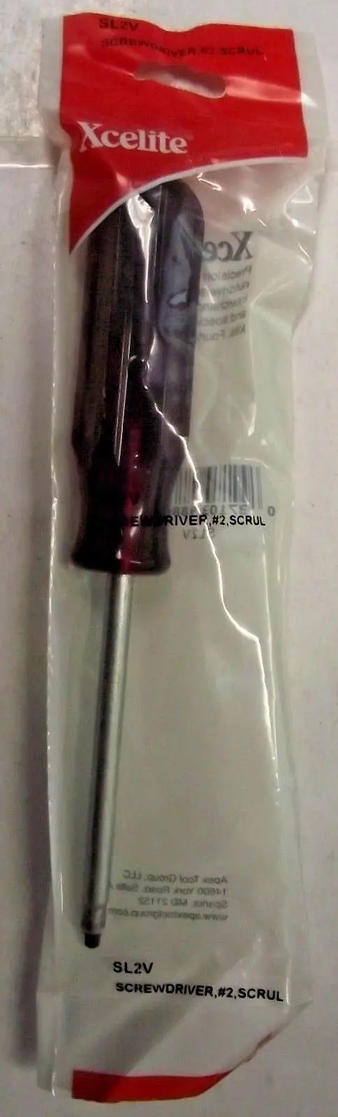 Xcelite SL2V #2 Scrulox Precision Screwdriver — 19/64″ Tip, 3-1/2″ Blade, USA-Built