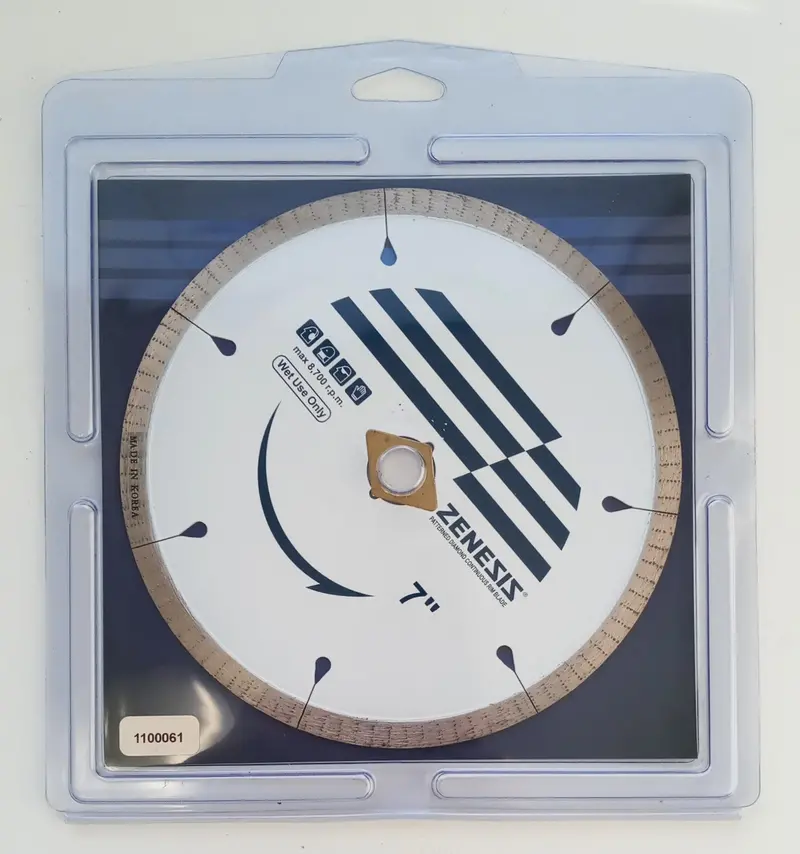 Zenesis Continuous-Rim Diamond Blade – 7-Inch, Wet-Cut Design for Hard Stone (1100061)