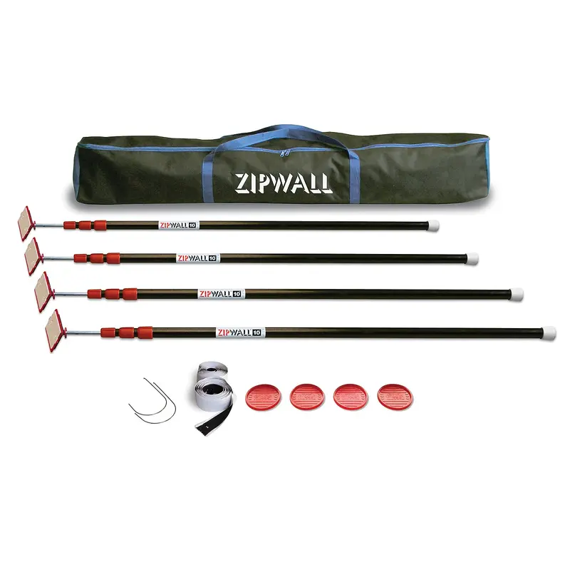 ZipWall ZP4 ZipPole Dust Barrier Kit – 10-Foot Height, 4-Pole Bundle
