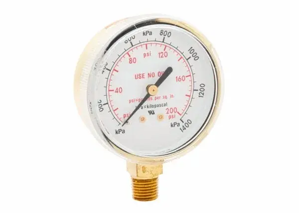 Harris 2.5-Inch Pressure Gauge For Regulators – 200 Psi / 1400 Kpa, Part 9006065 1
