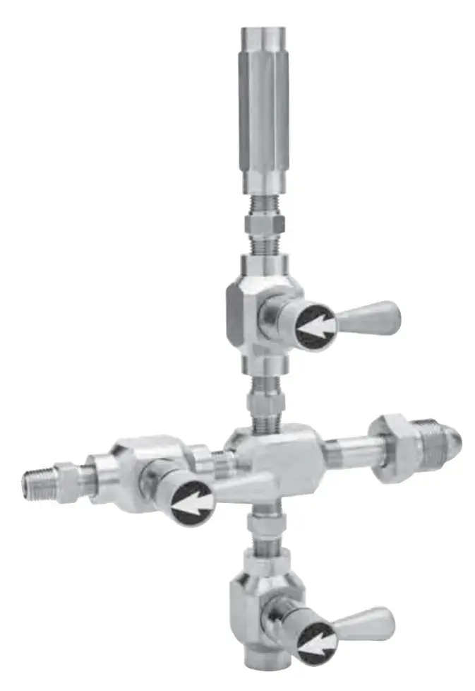 Harris Stainless Steel Cross-Purge Assembly – 1/4" Trn Cga 330 With Check Valve (4301511) 1